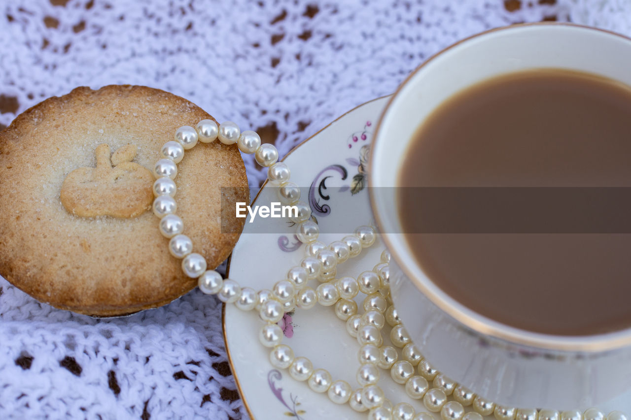 High angle view of coffee on table