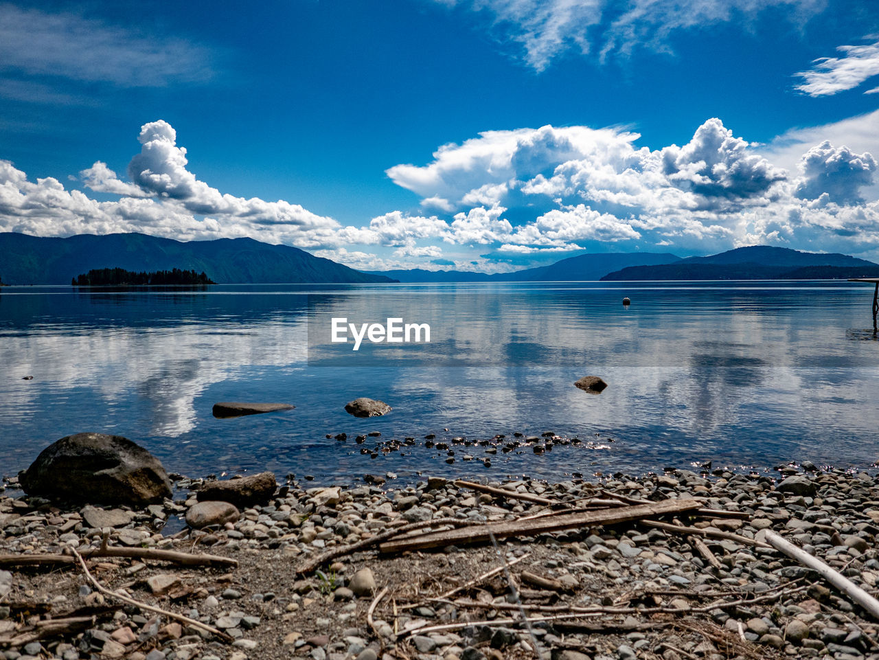 Scenic view of lake against sky