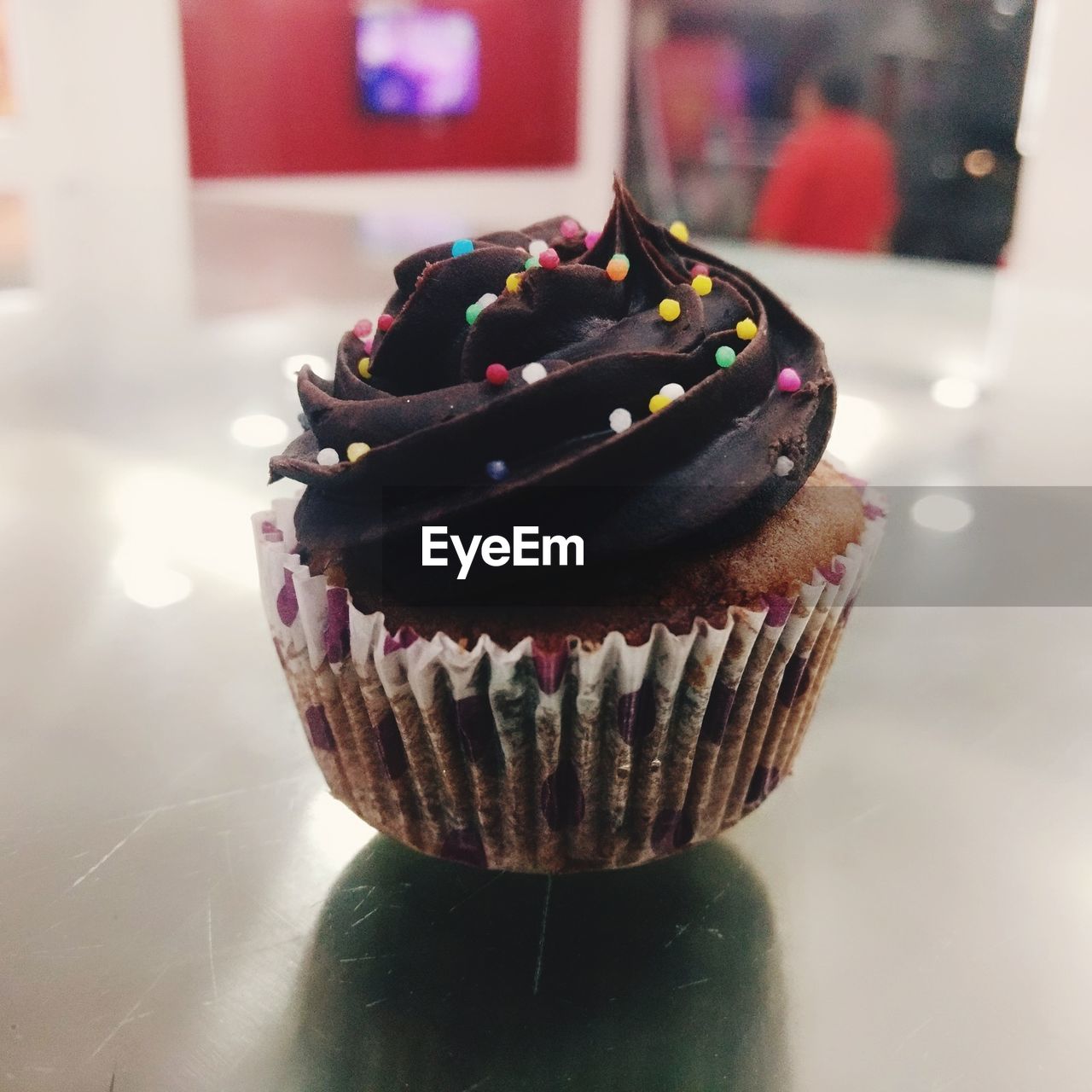 Close-up of cupcake on table