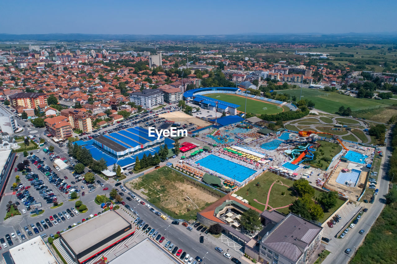 Jagodina drone view, serbia aerial photo. summer day