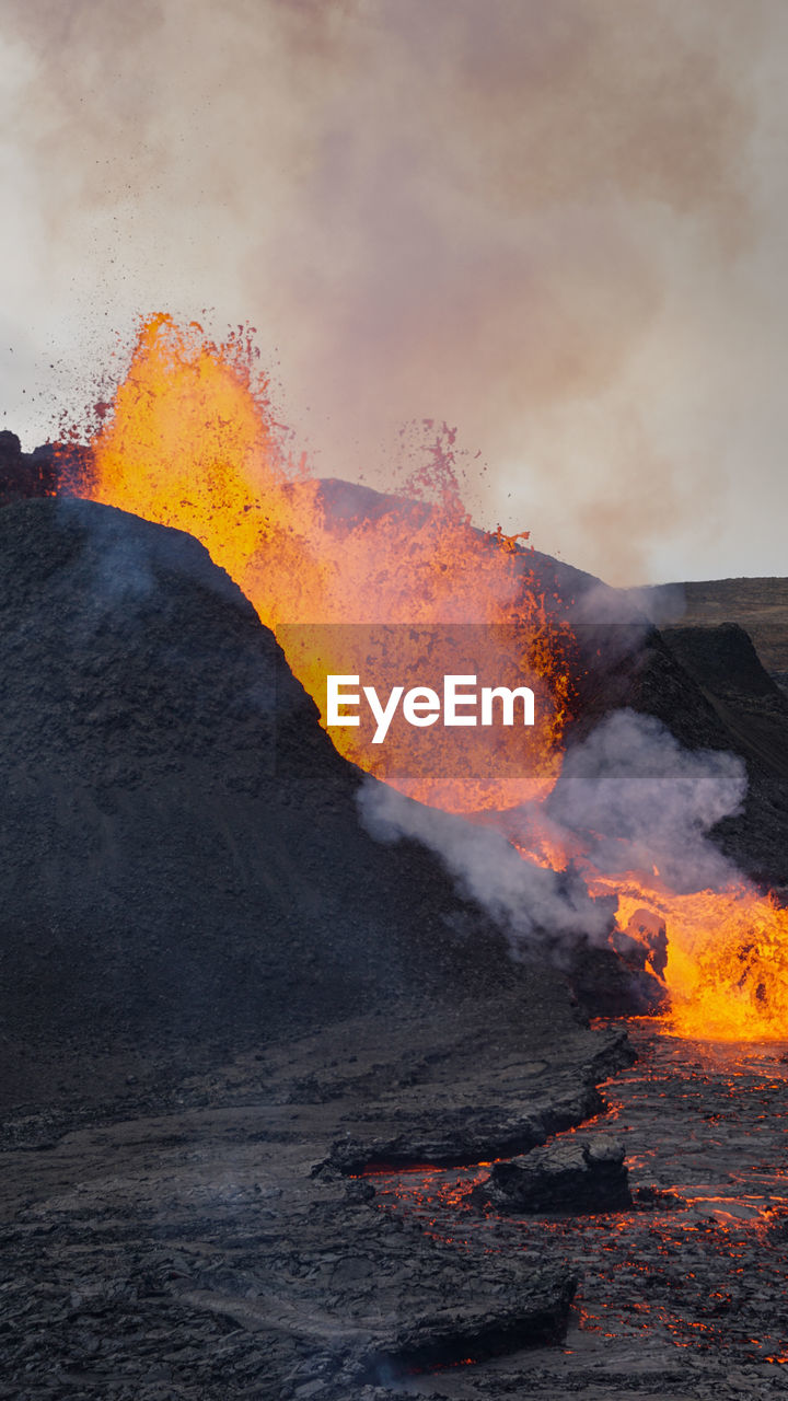 Volcanic eruption in mt fagradalsfjall, southwest iceland. the eruption began in march 2021.