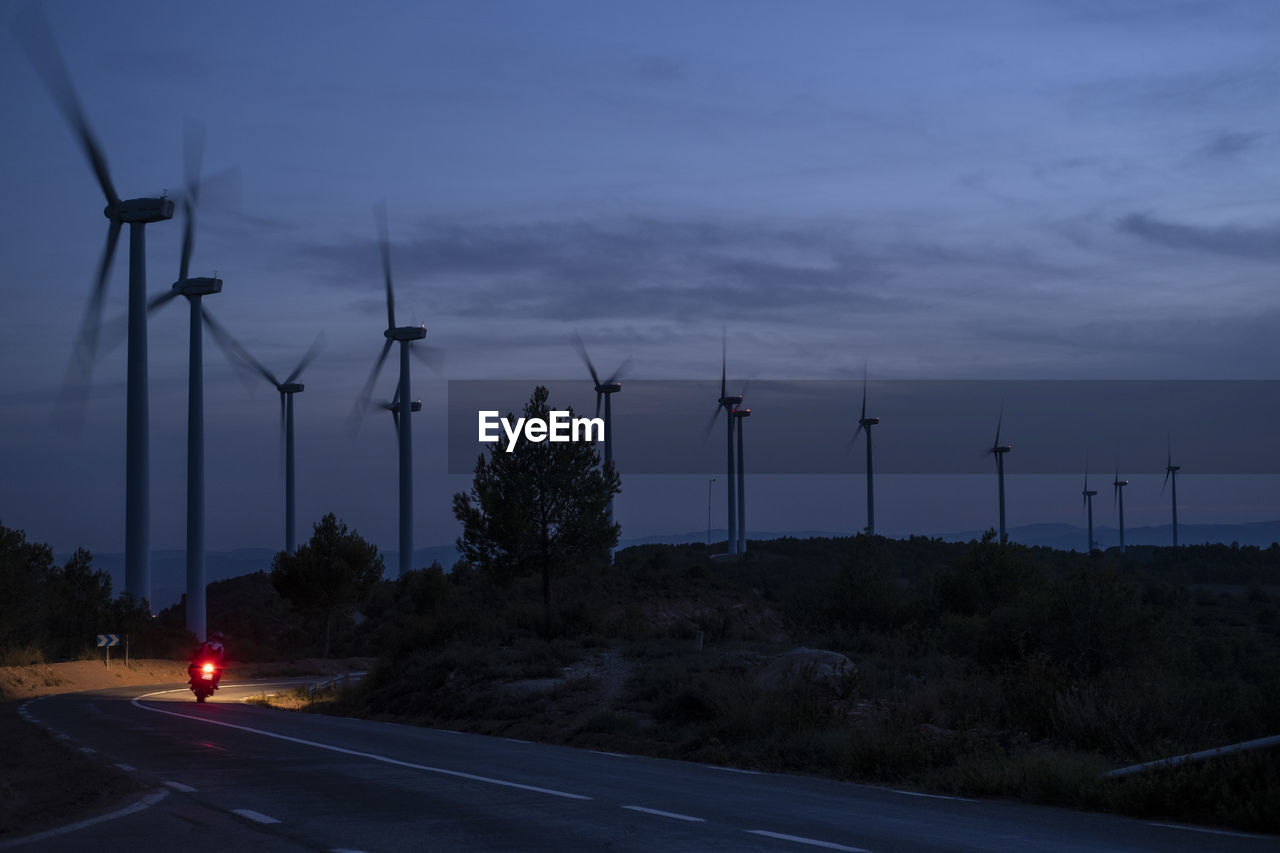 Wind turbines during sunset in spain