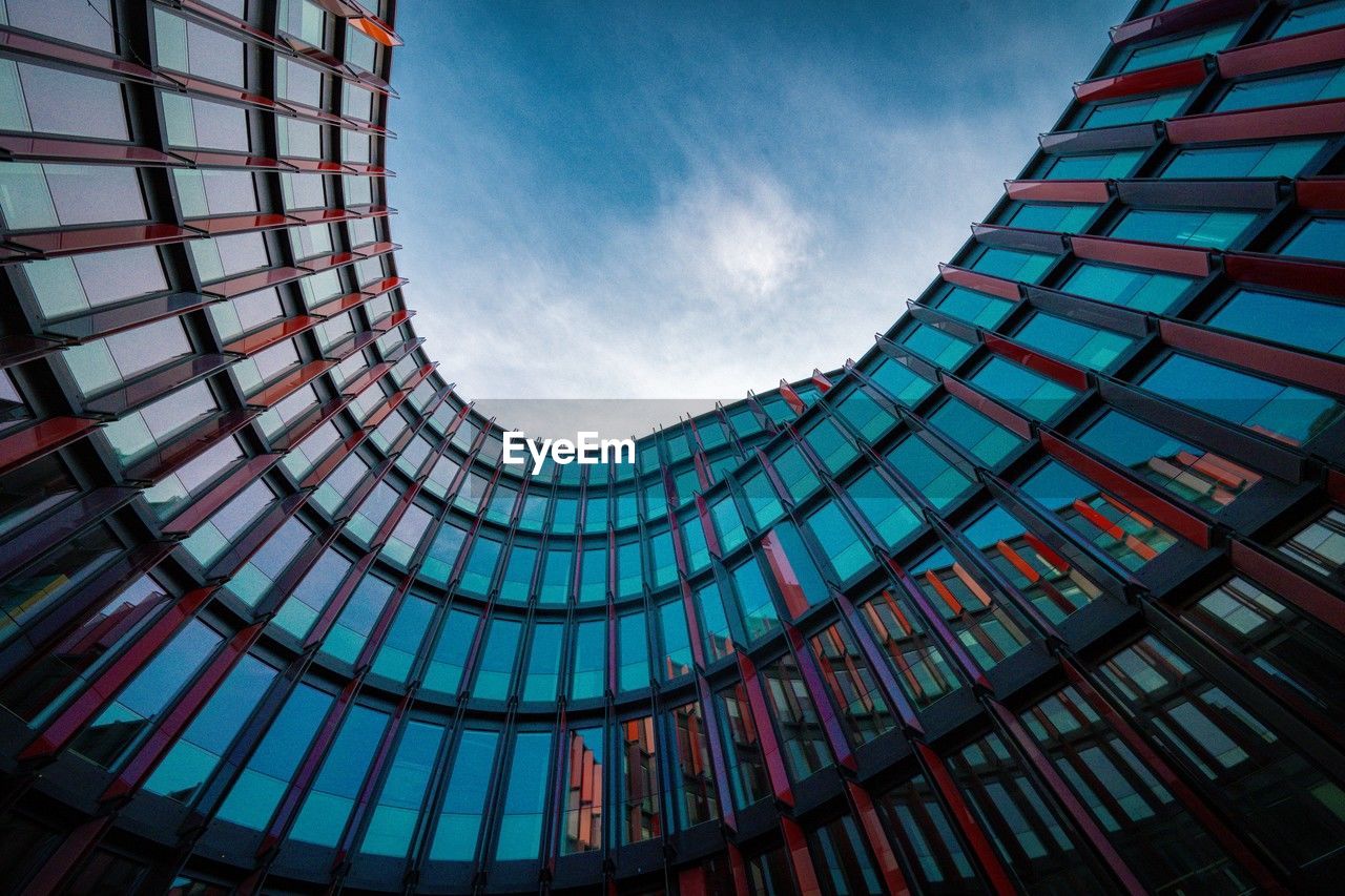 low angle view of spiral staircase in building