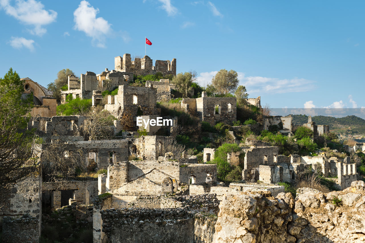 View of the abandoned city next to kayakoy. karmilissos abandoned ghost town in fethiye - turkey, 