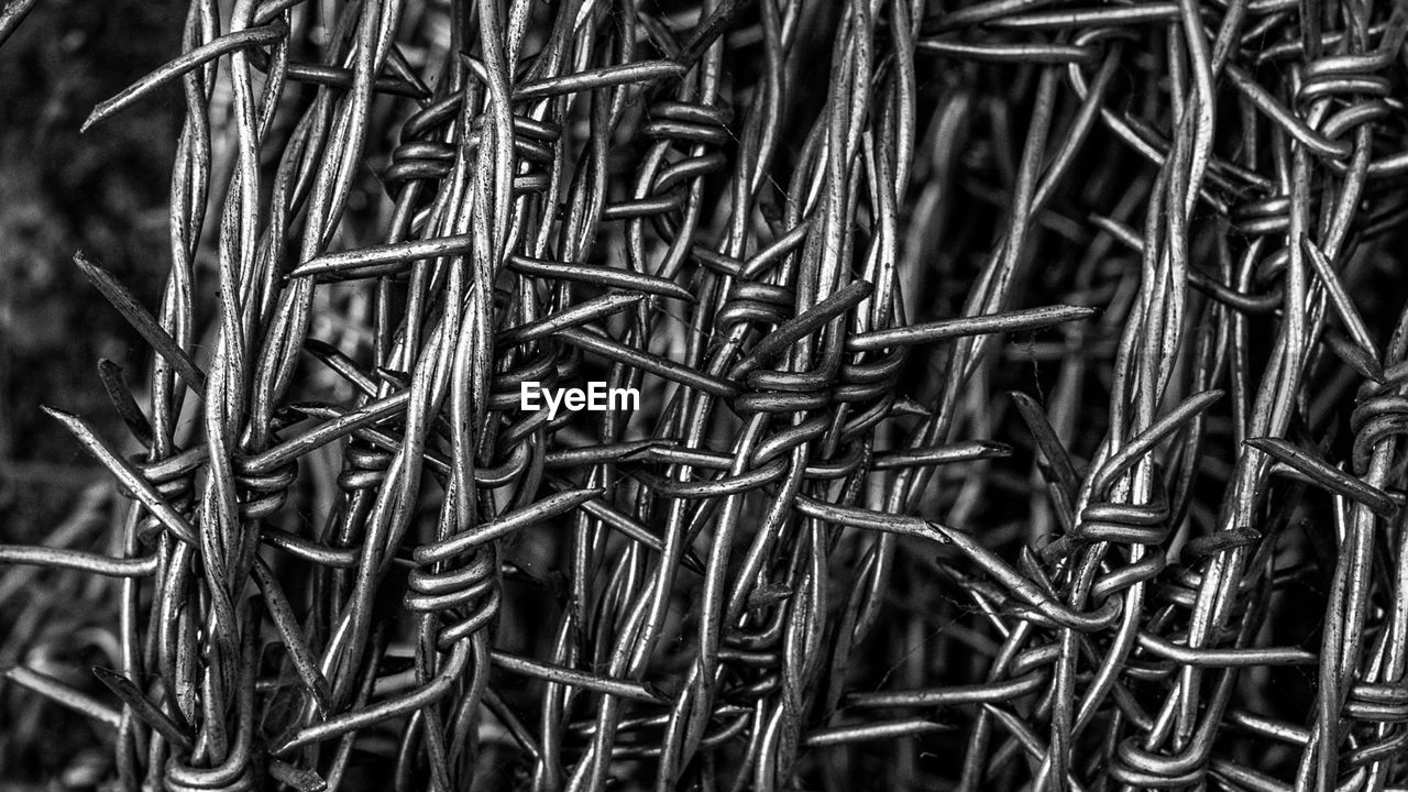 Barbed wire on black