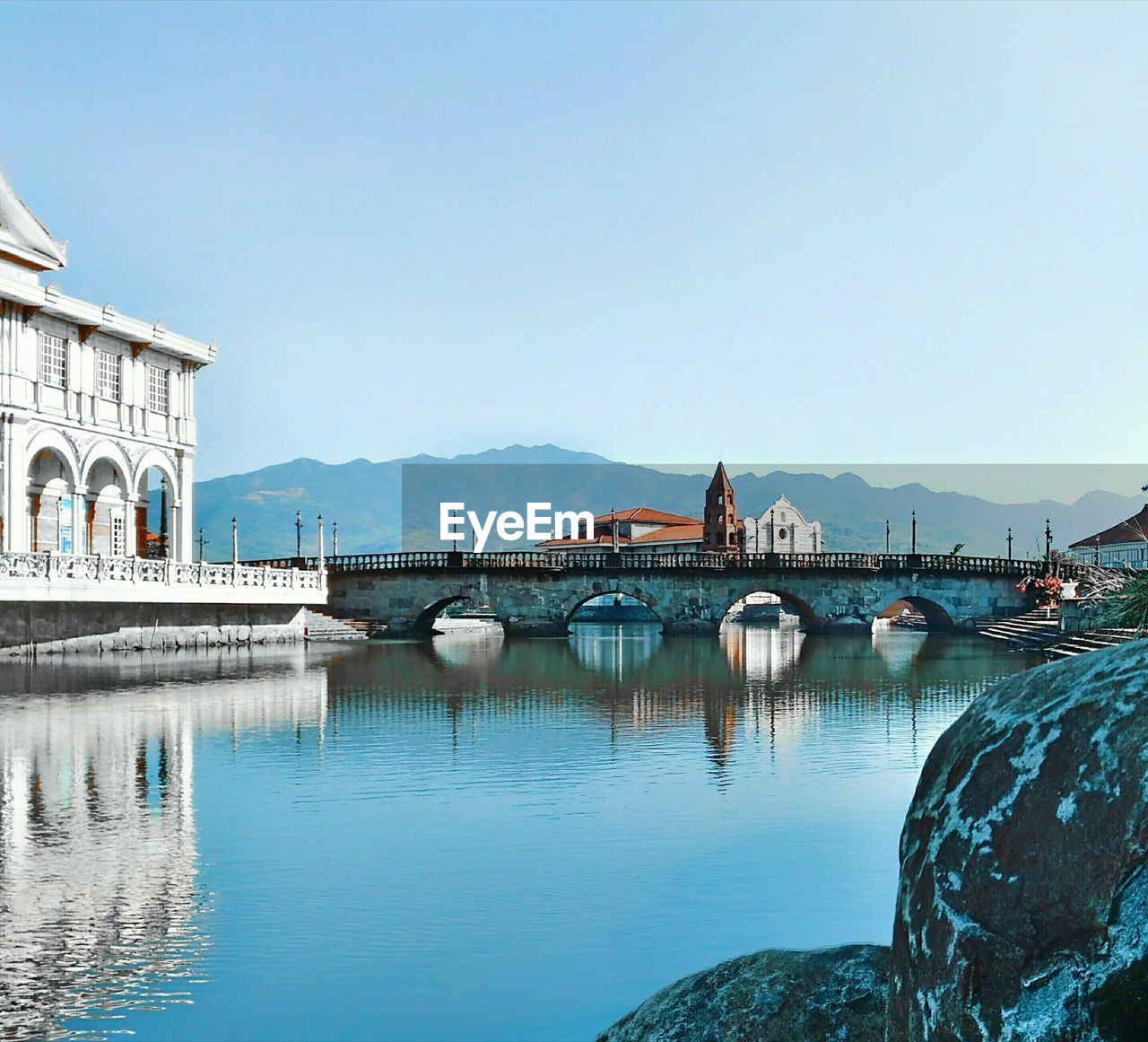 Bridge over river against clear sky