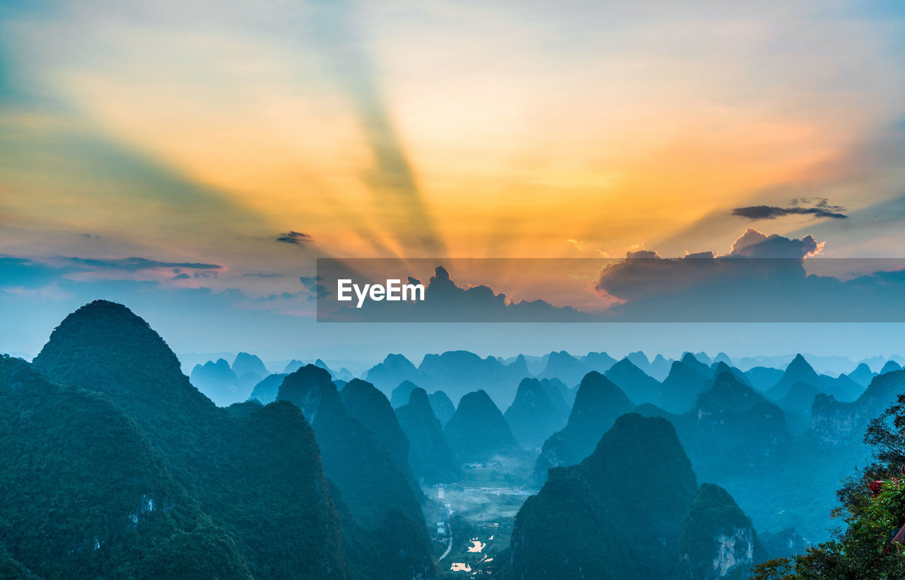 Scenic view of mountains against sky