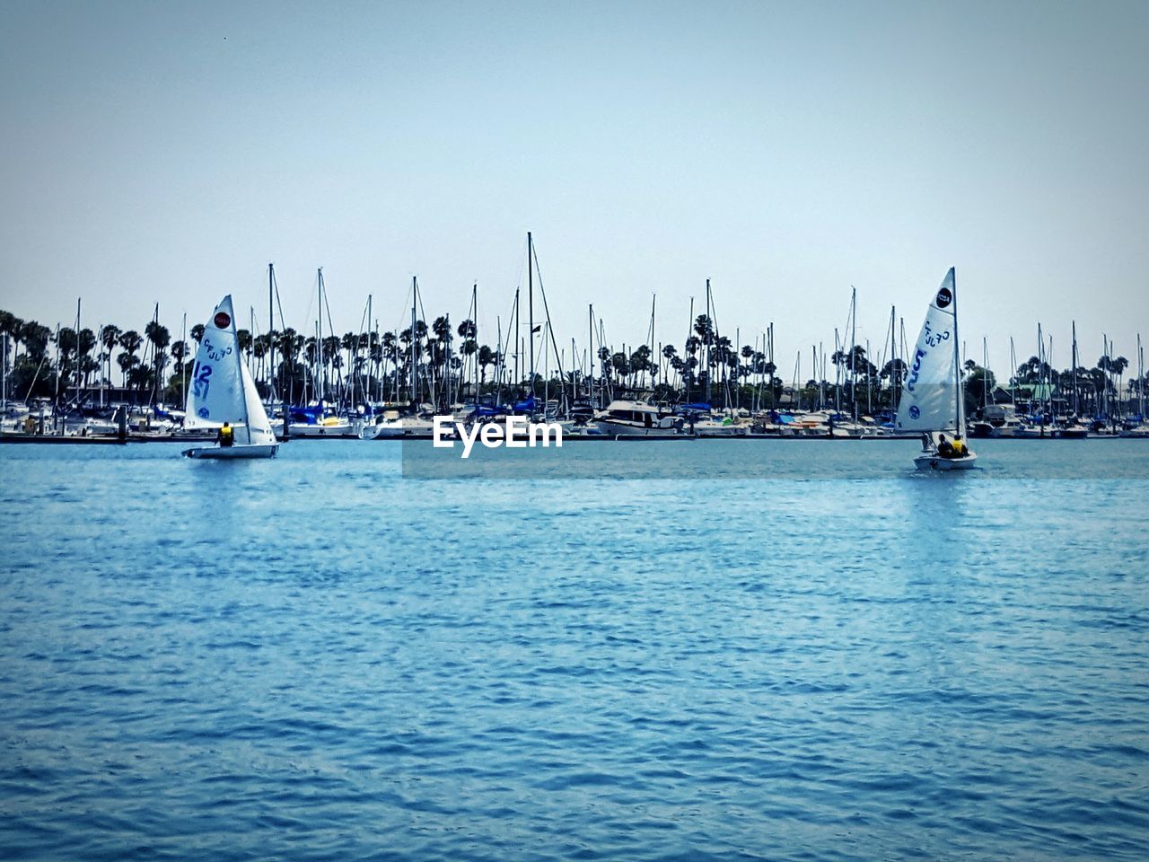 BOATS MOORED IN SEA