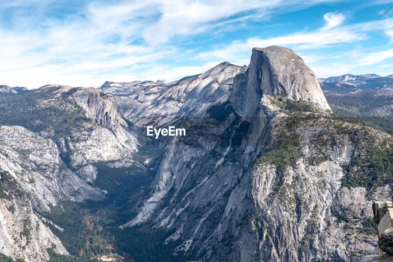 Aerial view of majestic landscape against sky