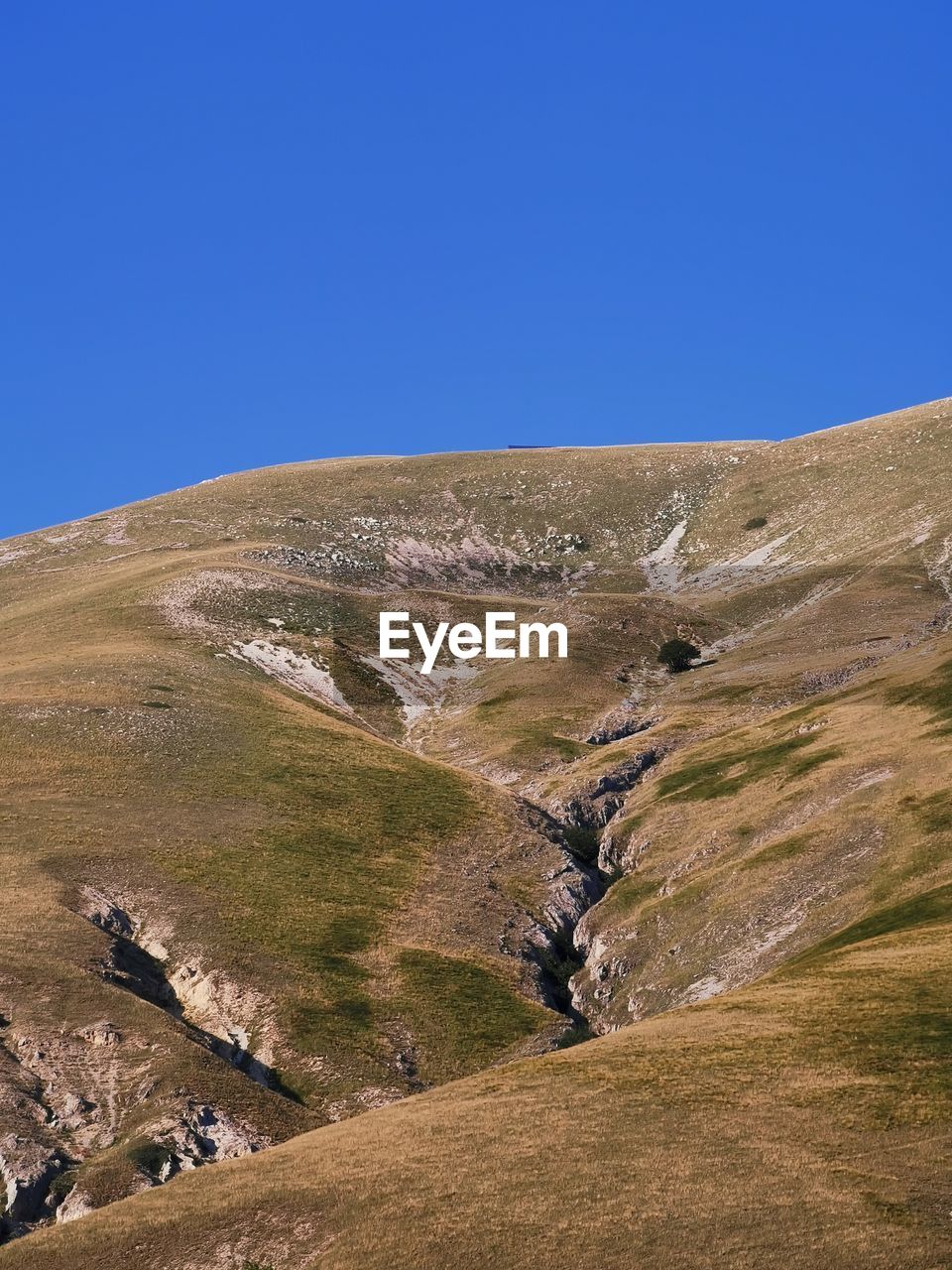 Scenic view of landscape against clear blue sky