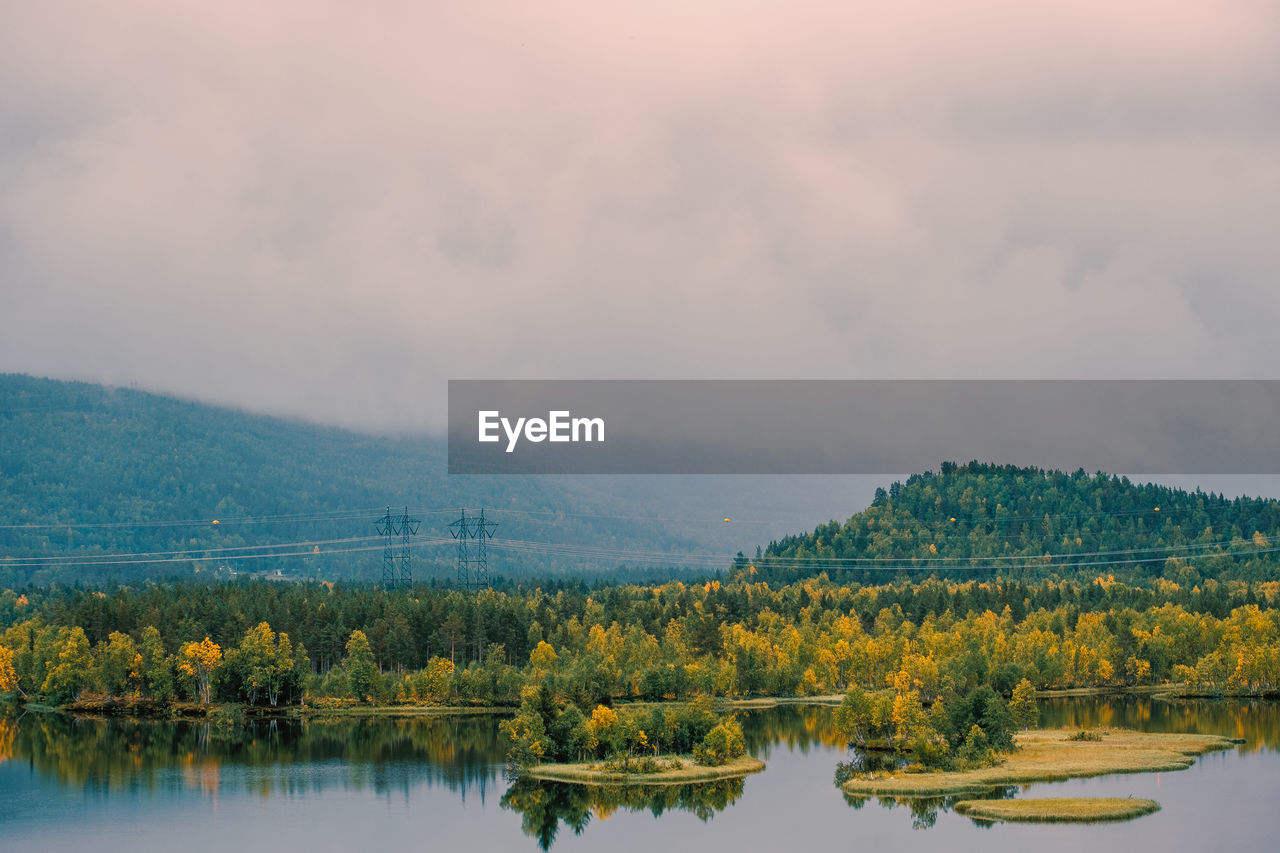 Scenic view of lake against sky