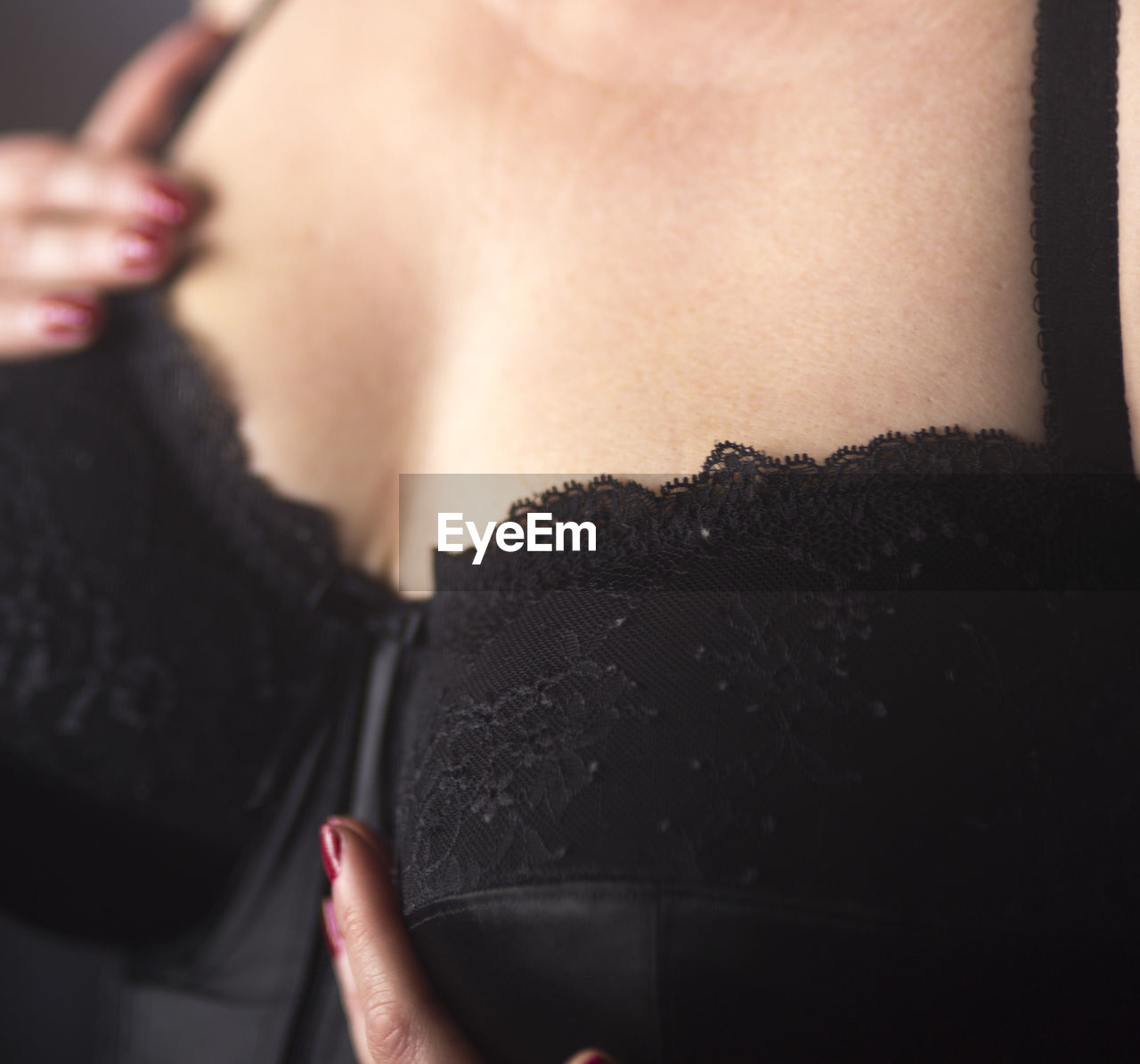 Close-up of woman wearing bra