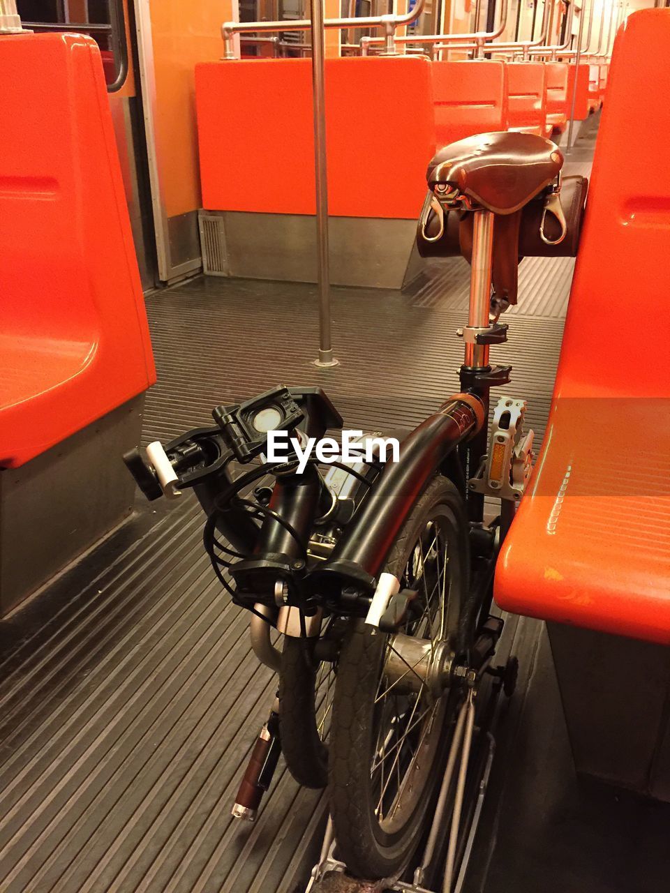 Folding bicycle in train