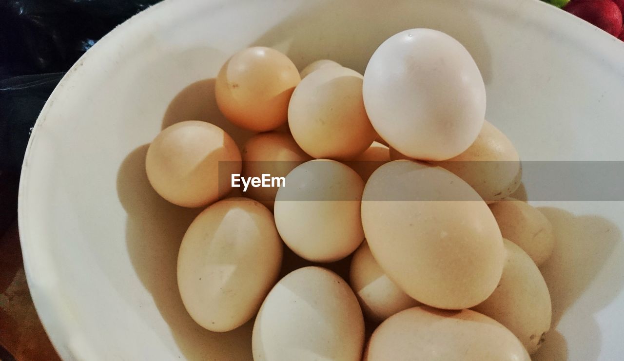 CLOSE-UP OF EGGS IN CONTAINER