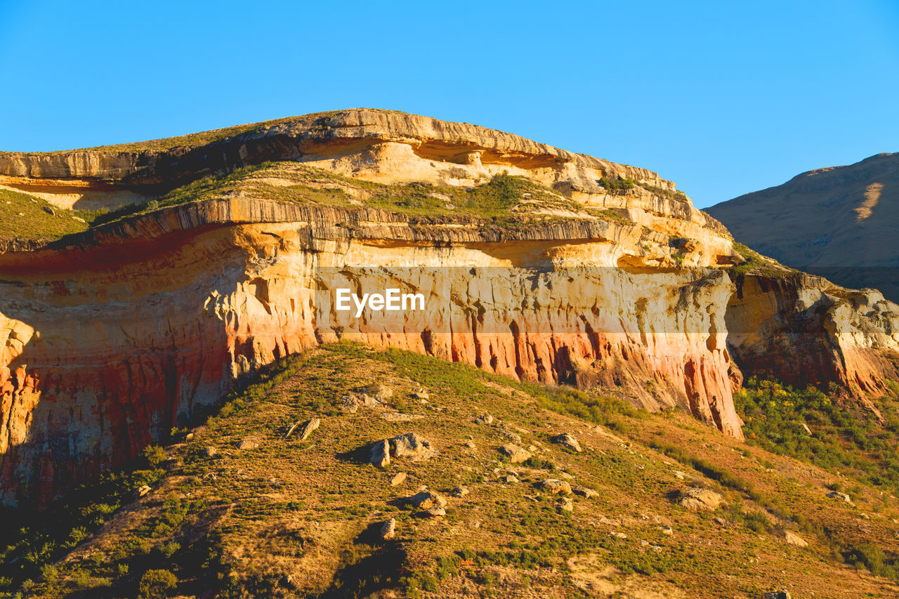 Scenic view of rock formations against sky