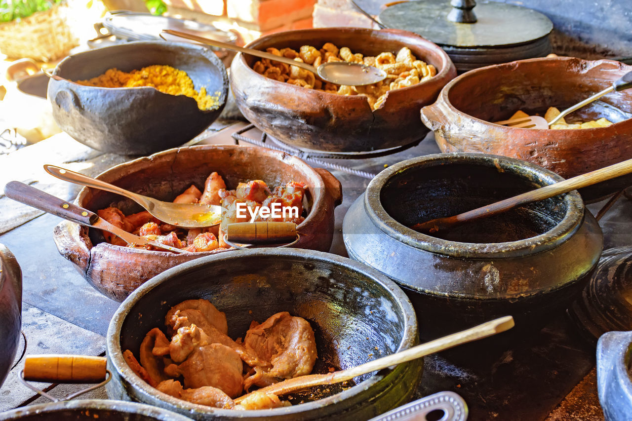 High angle view of food on table