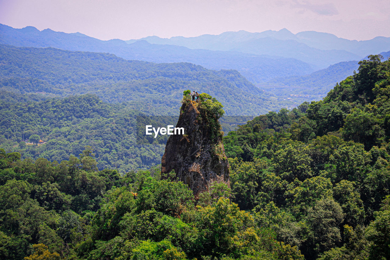 Scenic view of rock mountain against forest