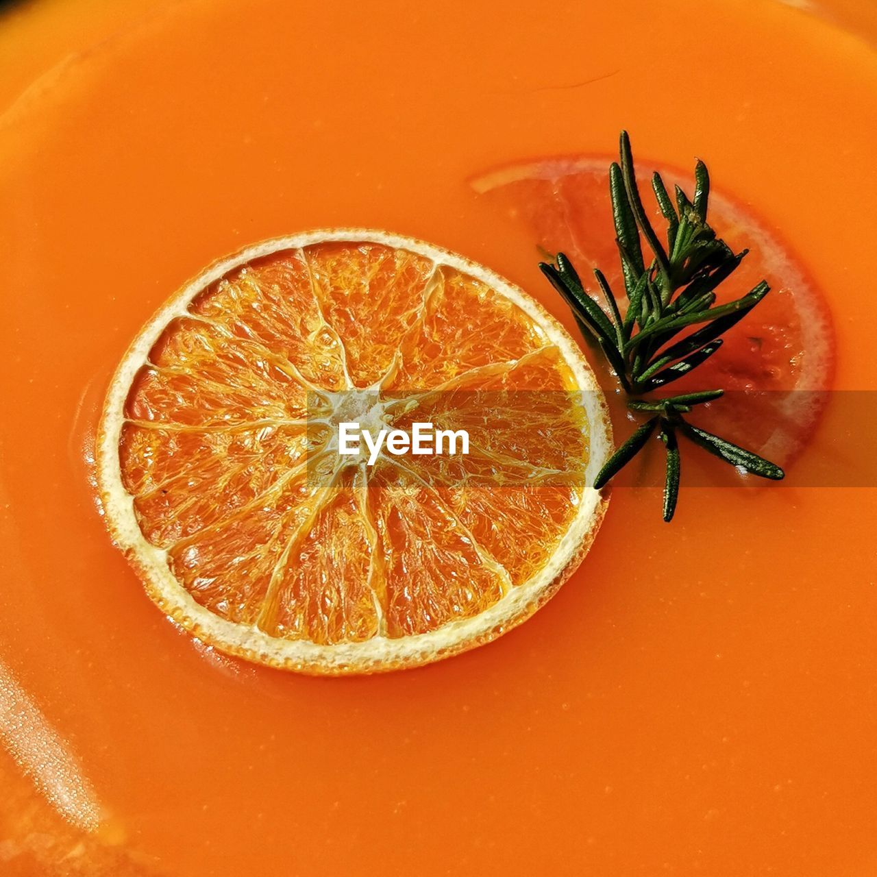 high angle view of orange slices