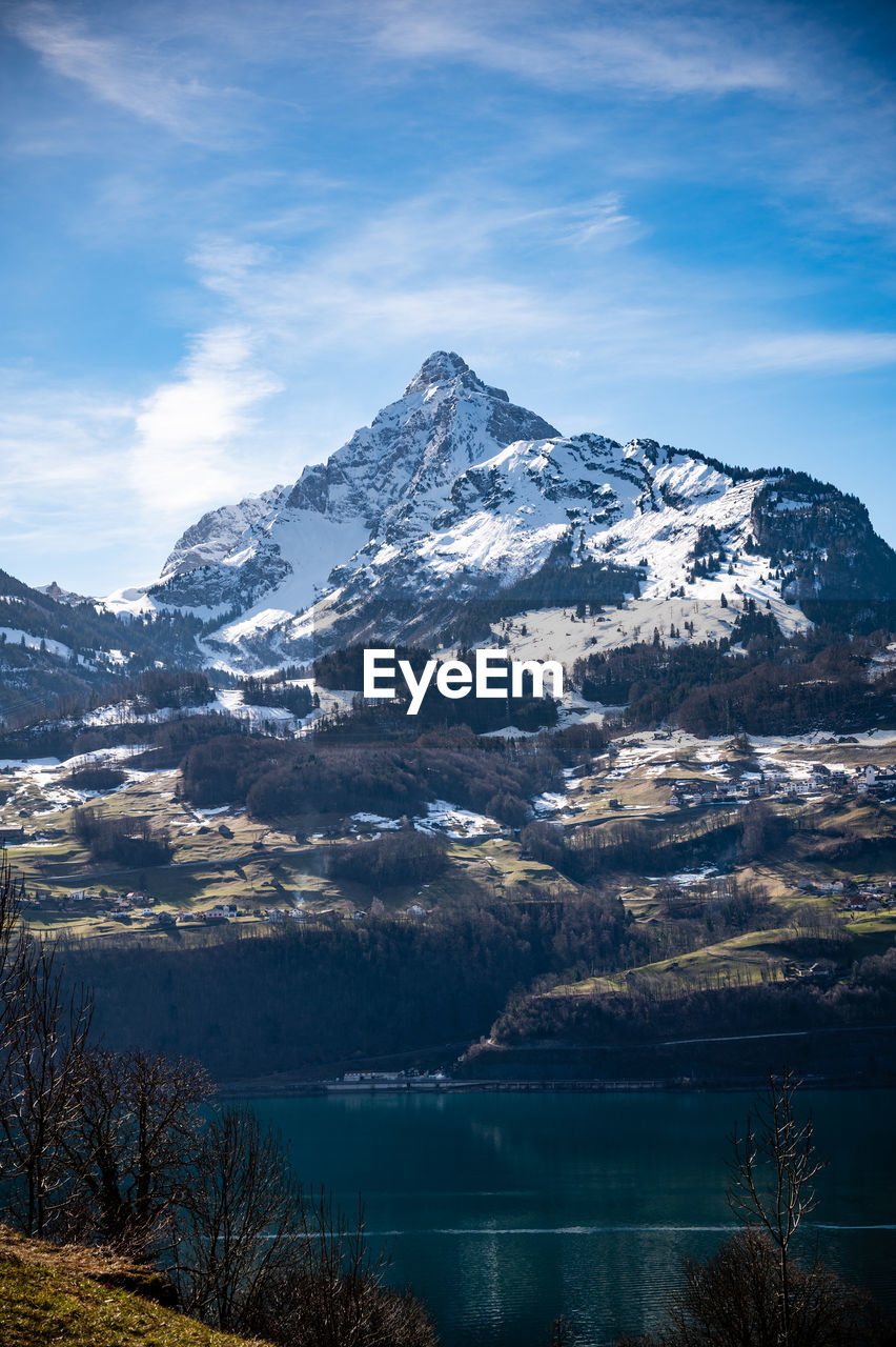 Walensee during a sunny day in winter - switzerland