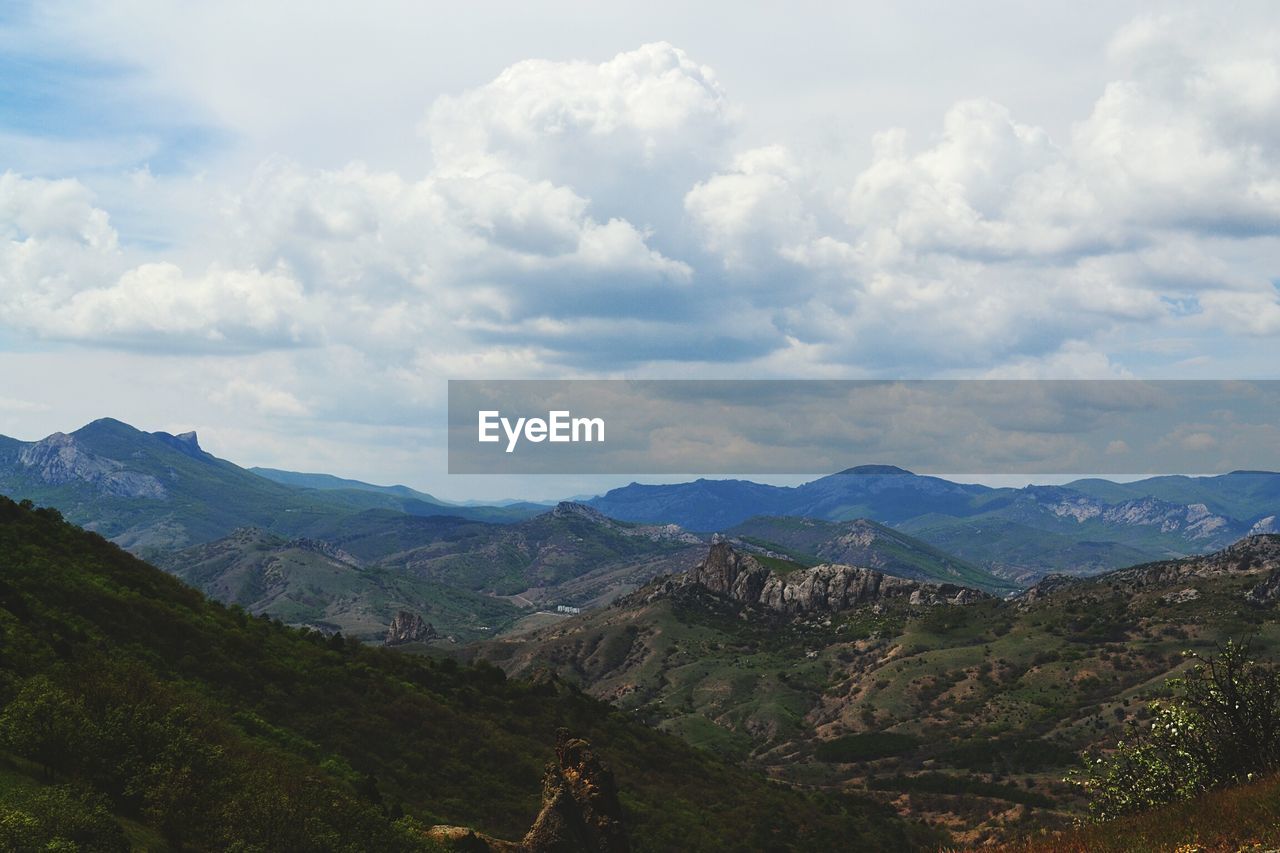 Scenic view of mountains against sky