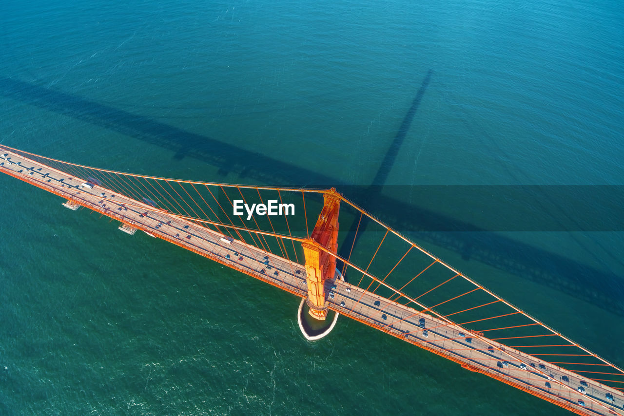 High angle view of golden gate bridge over sea