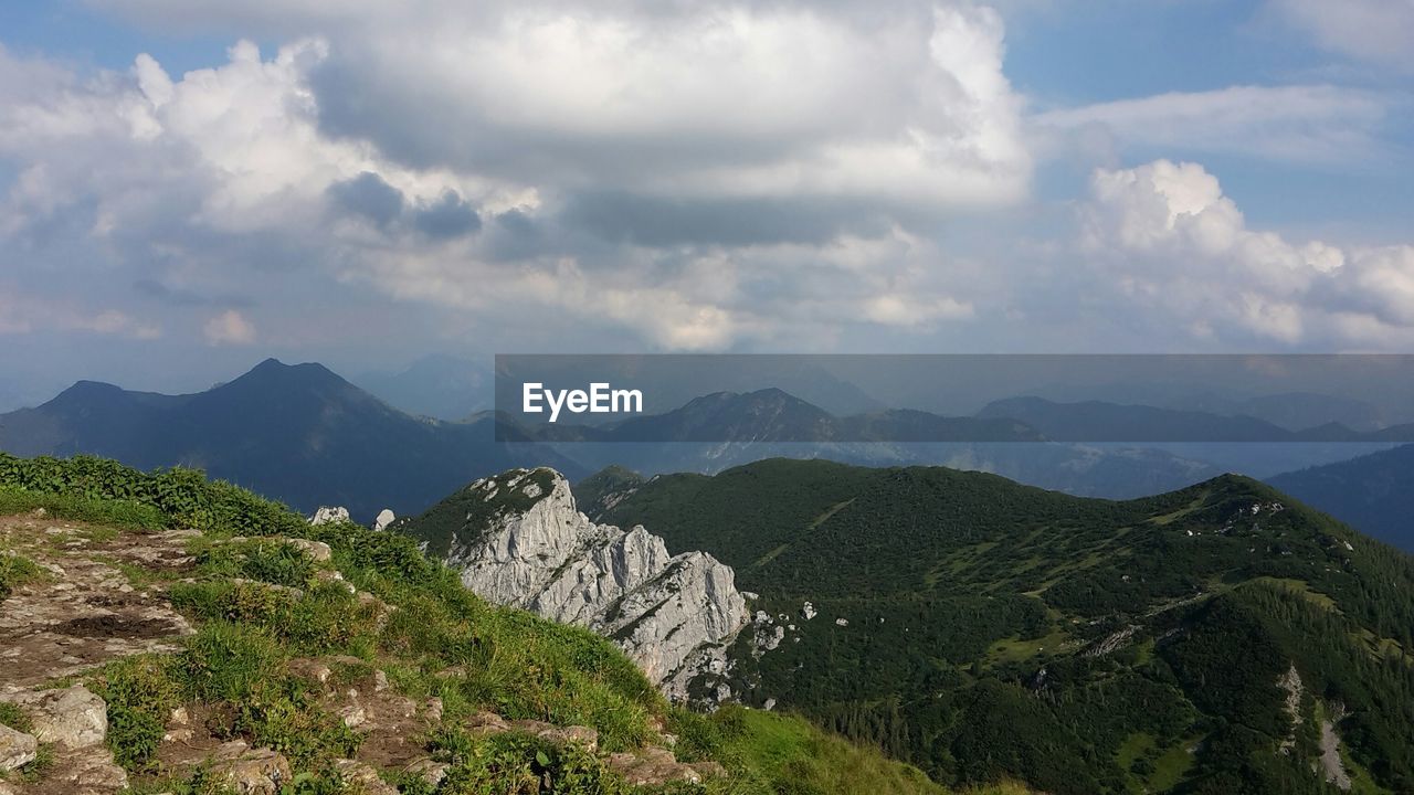 Scenic view of mountains against sky