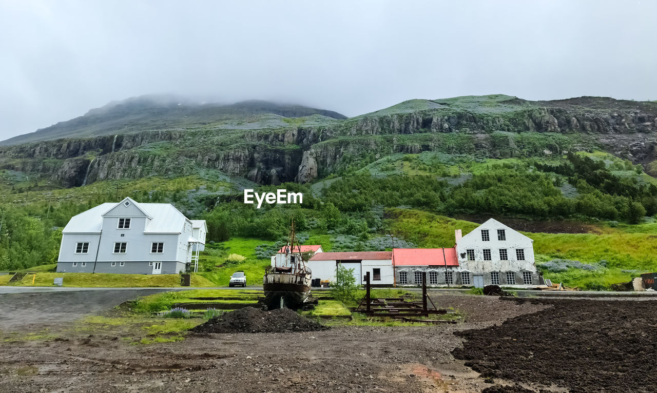 The famous town seydisfjordur with some typical icelandic buildings