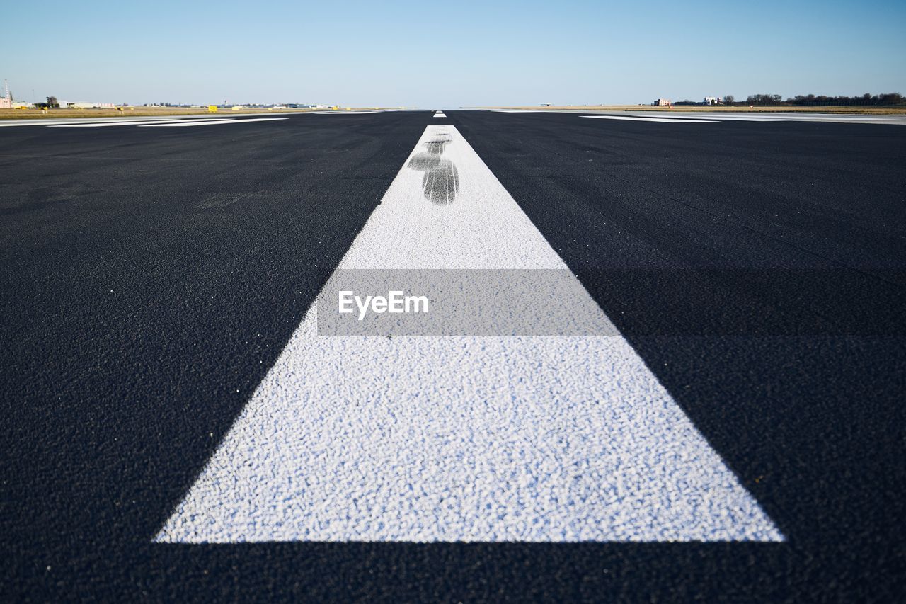 Close-up of markings on road