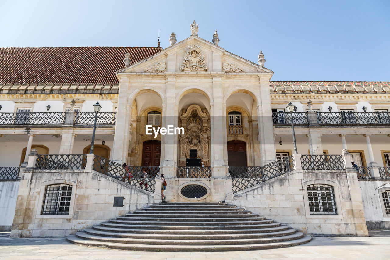 Low angle view of historical building against clear sky