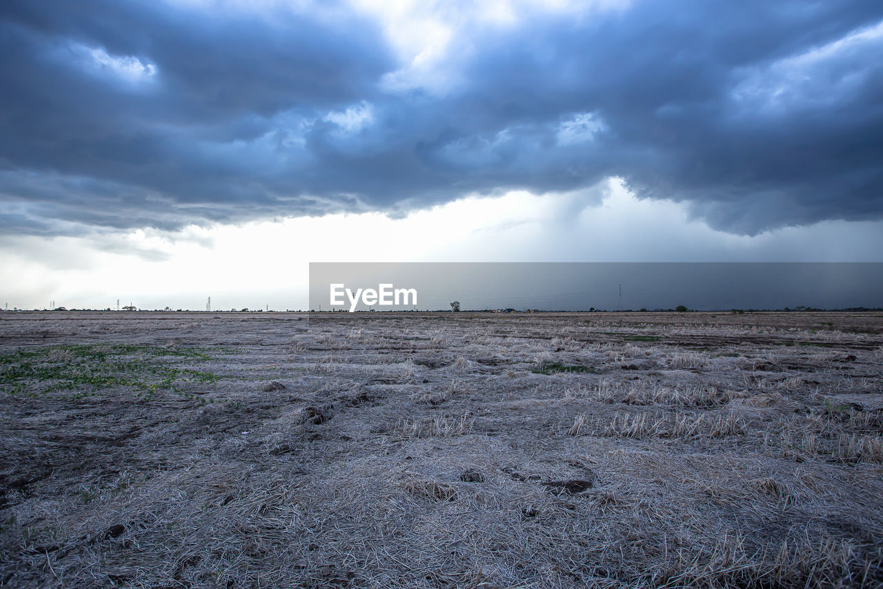 SCENIC VIEW OF LAND AGAINST SKY AT DUSK