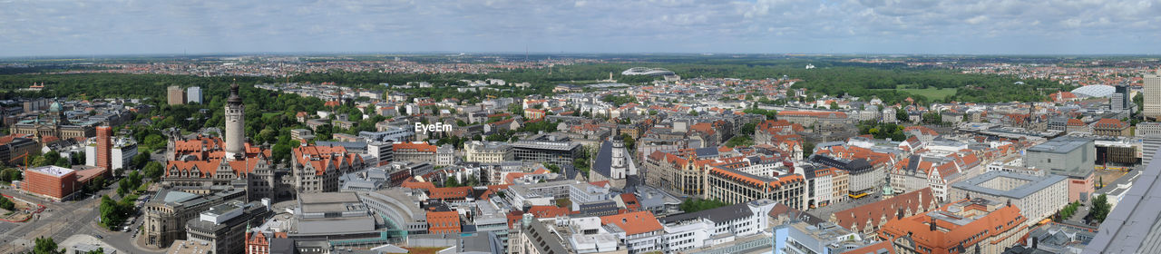 High angle view of city against sky