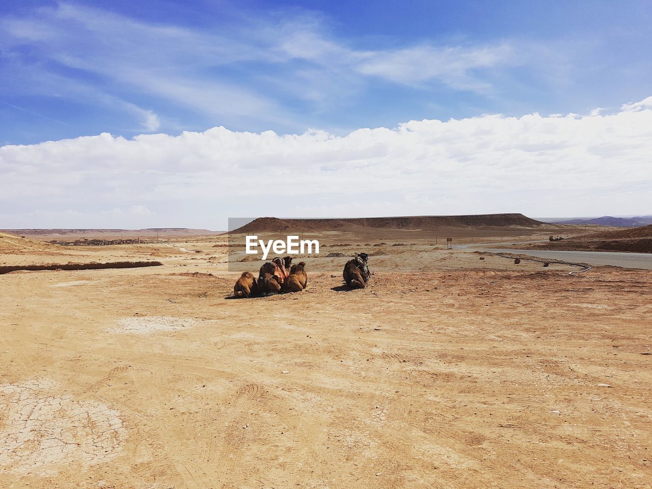 PEOPLE ON SAND DUNE AGAINST SKY