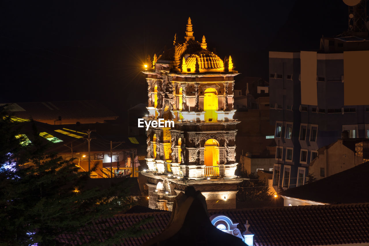 Illuminated city at night