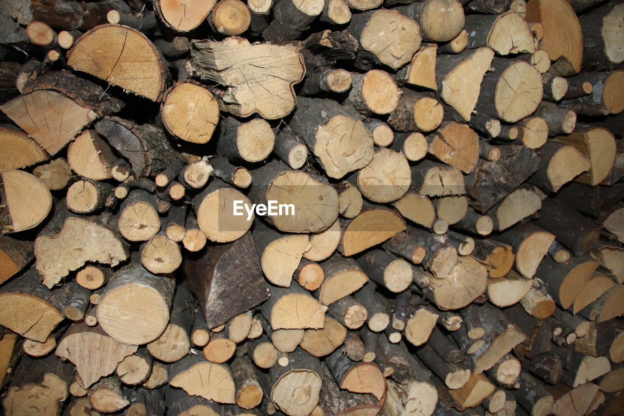 FULL FRAME SHOT OF LOGS ON LOG