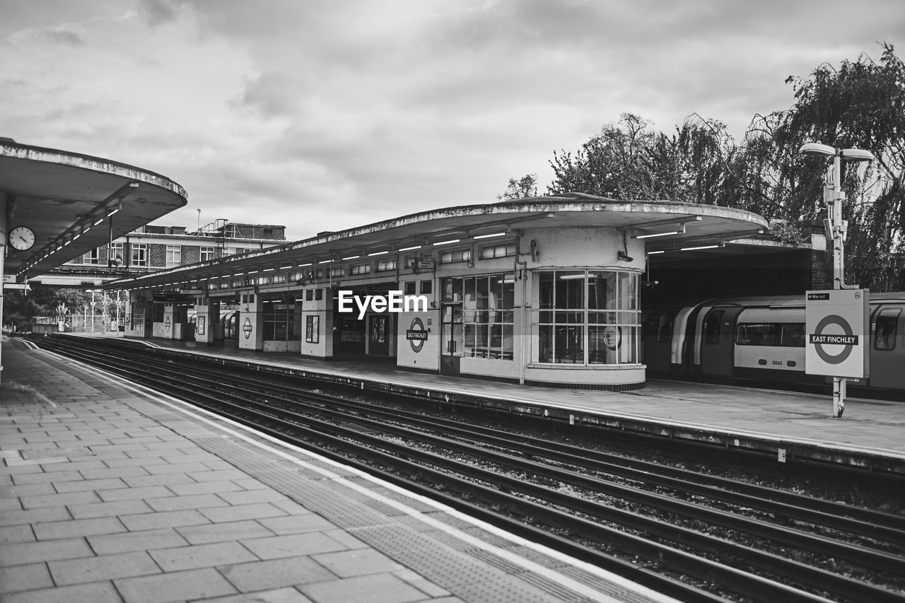 Railroad station against sky