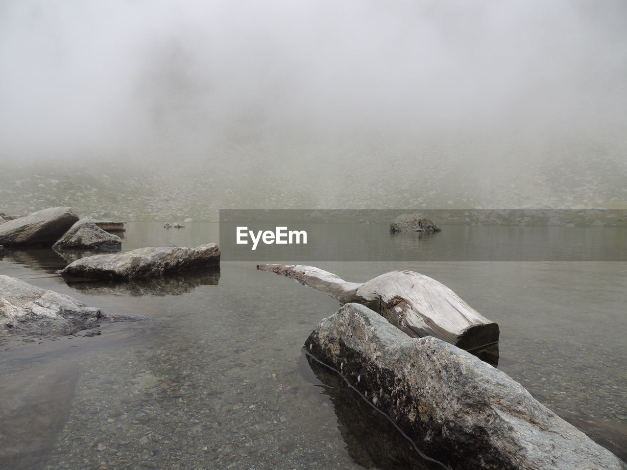 Scenic view of sea during foggy weather