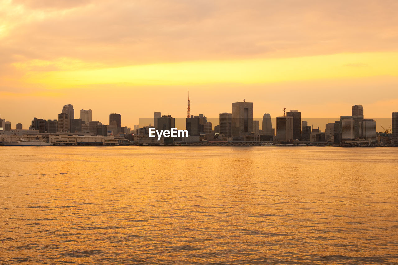 City skyline of tokyo at sunset, kanto region, honshu, japan