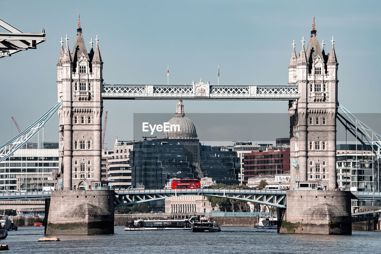 Iconic tower bridge connecting londong with southwark on the thames river