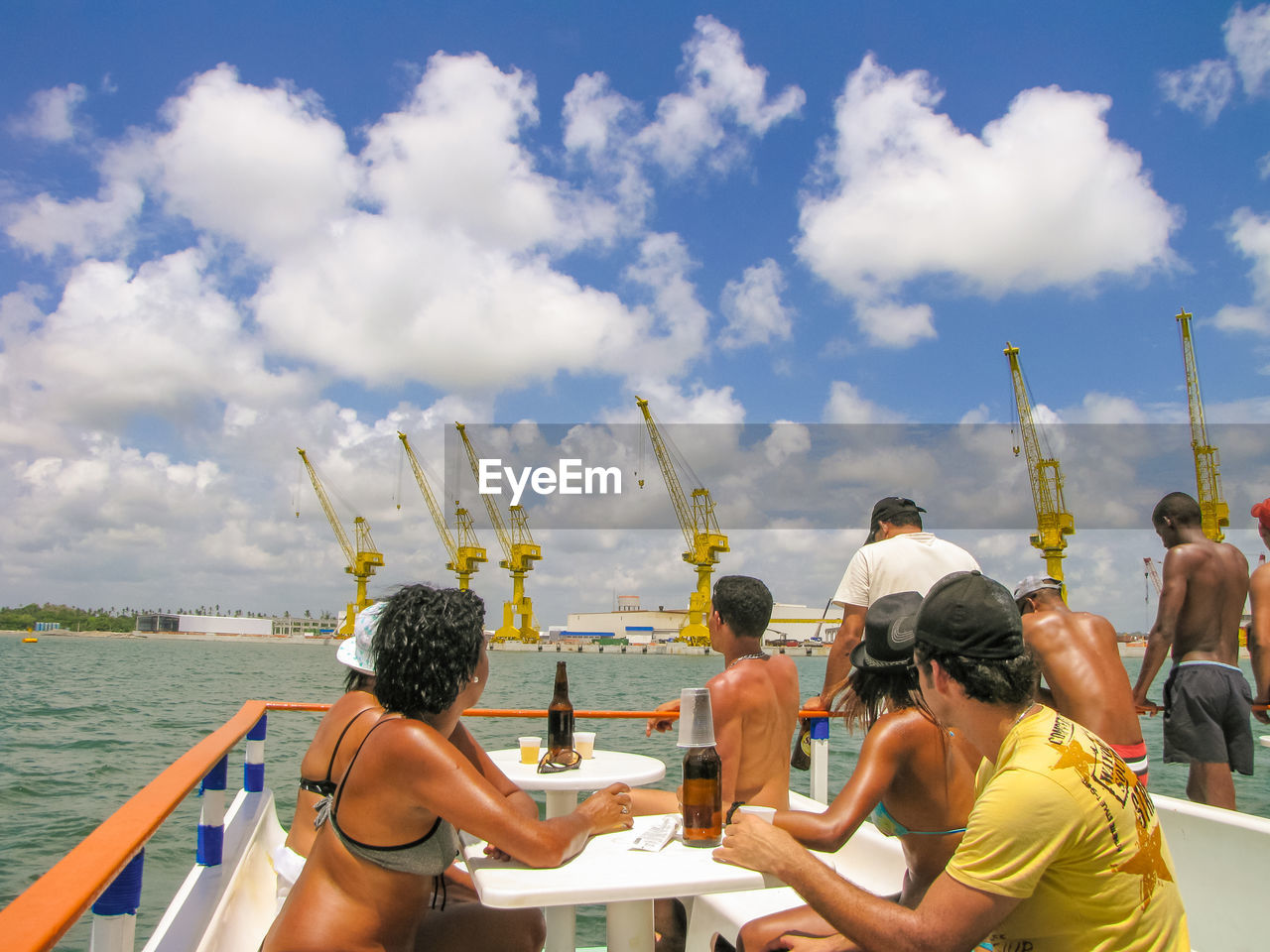 People doing party on boat deck