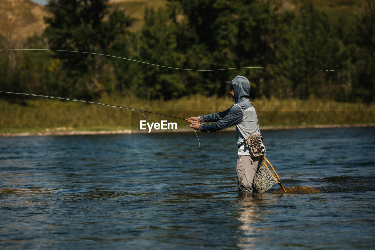 Fly fishing in the river