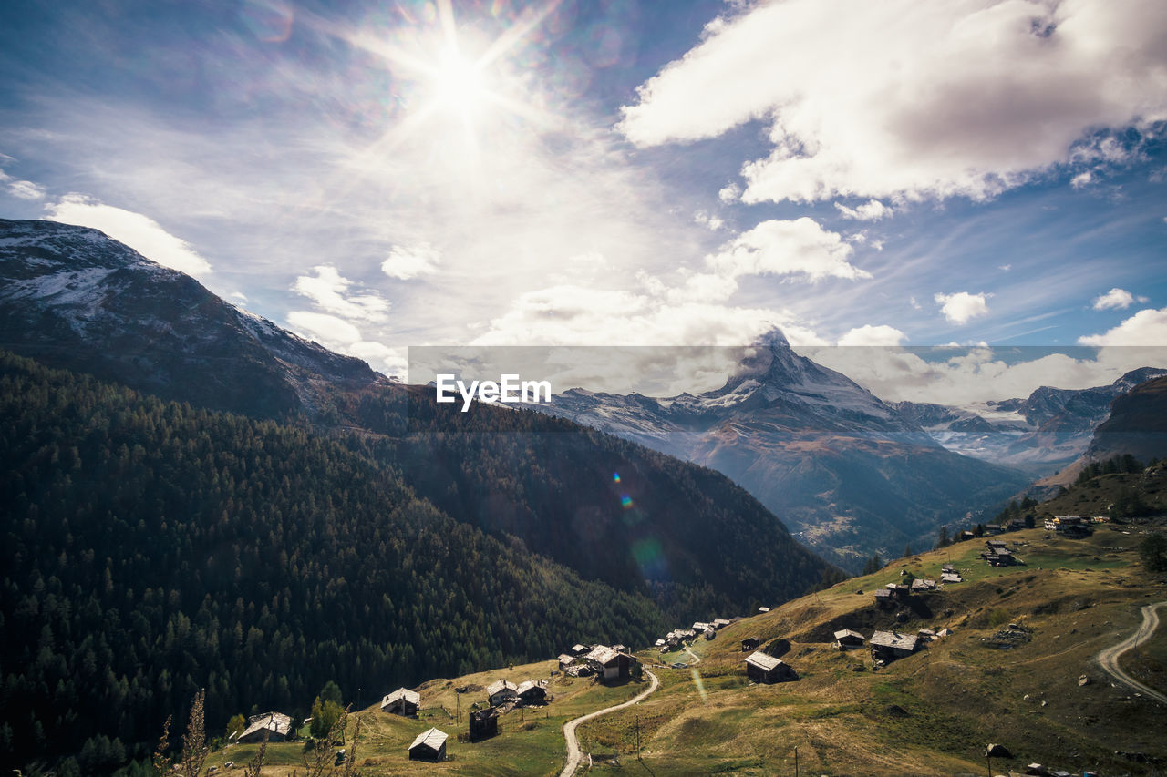 Scenic view of mountains against sky