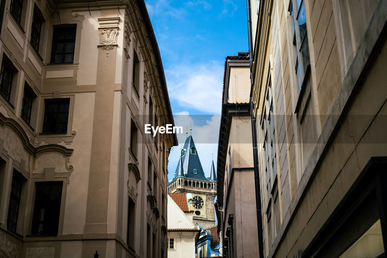 Prague city architecture view from below