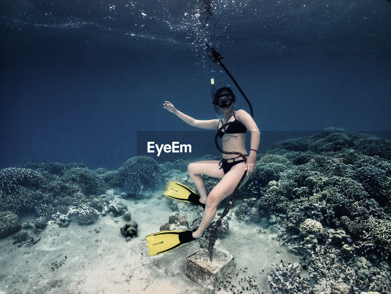 Girl freediver posing