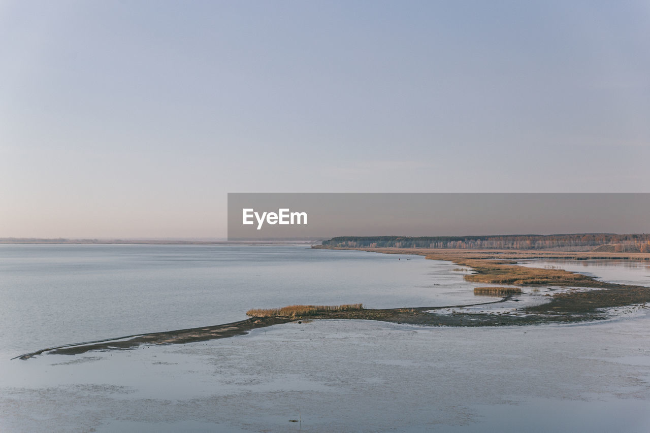 Scenic view of sea against clear sky