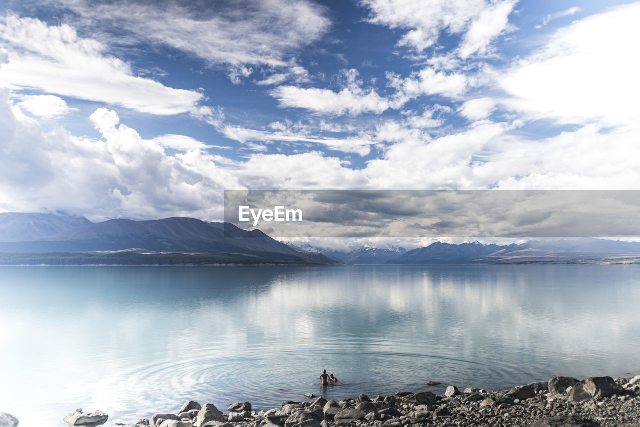 Scenic view of lake against sky