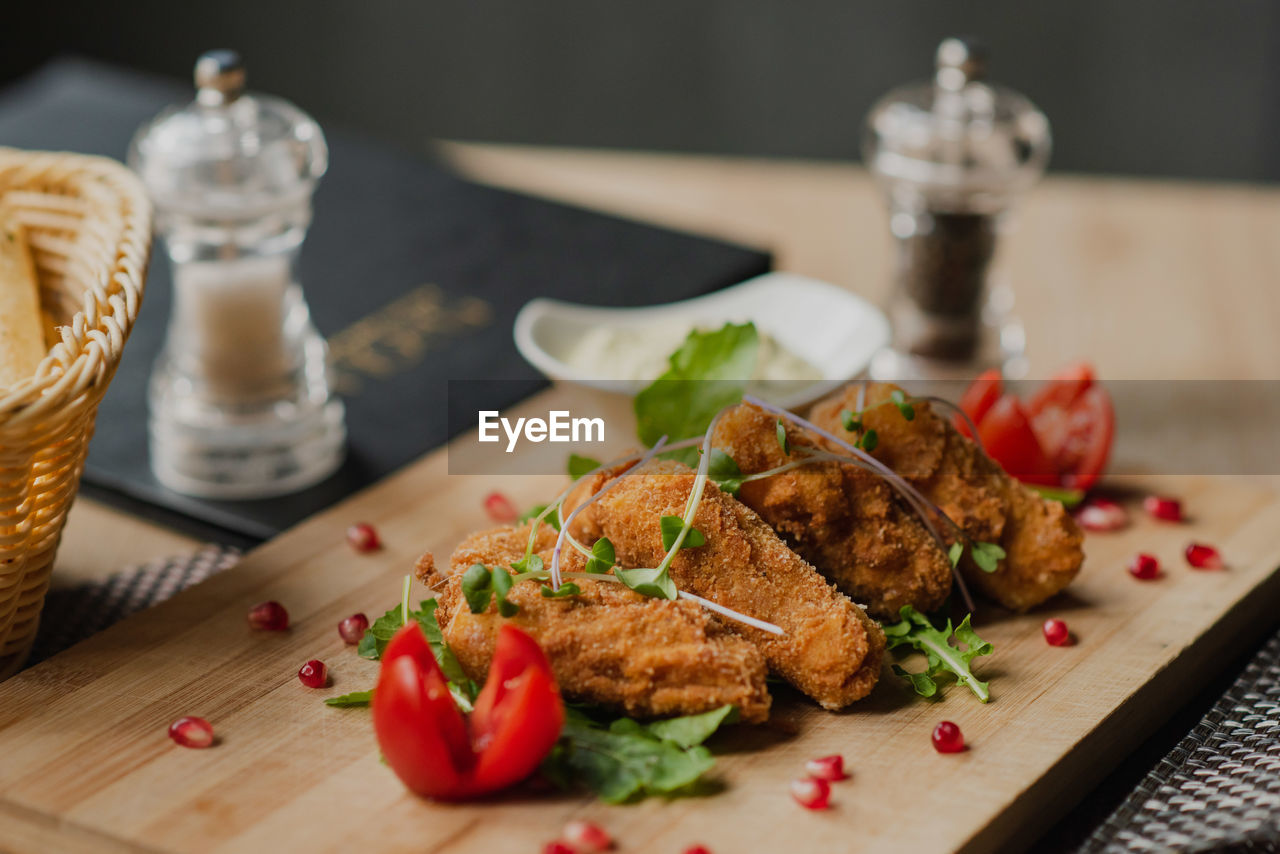 high angle view of food on table