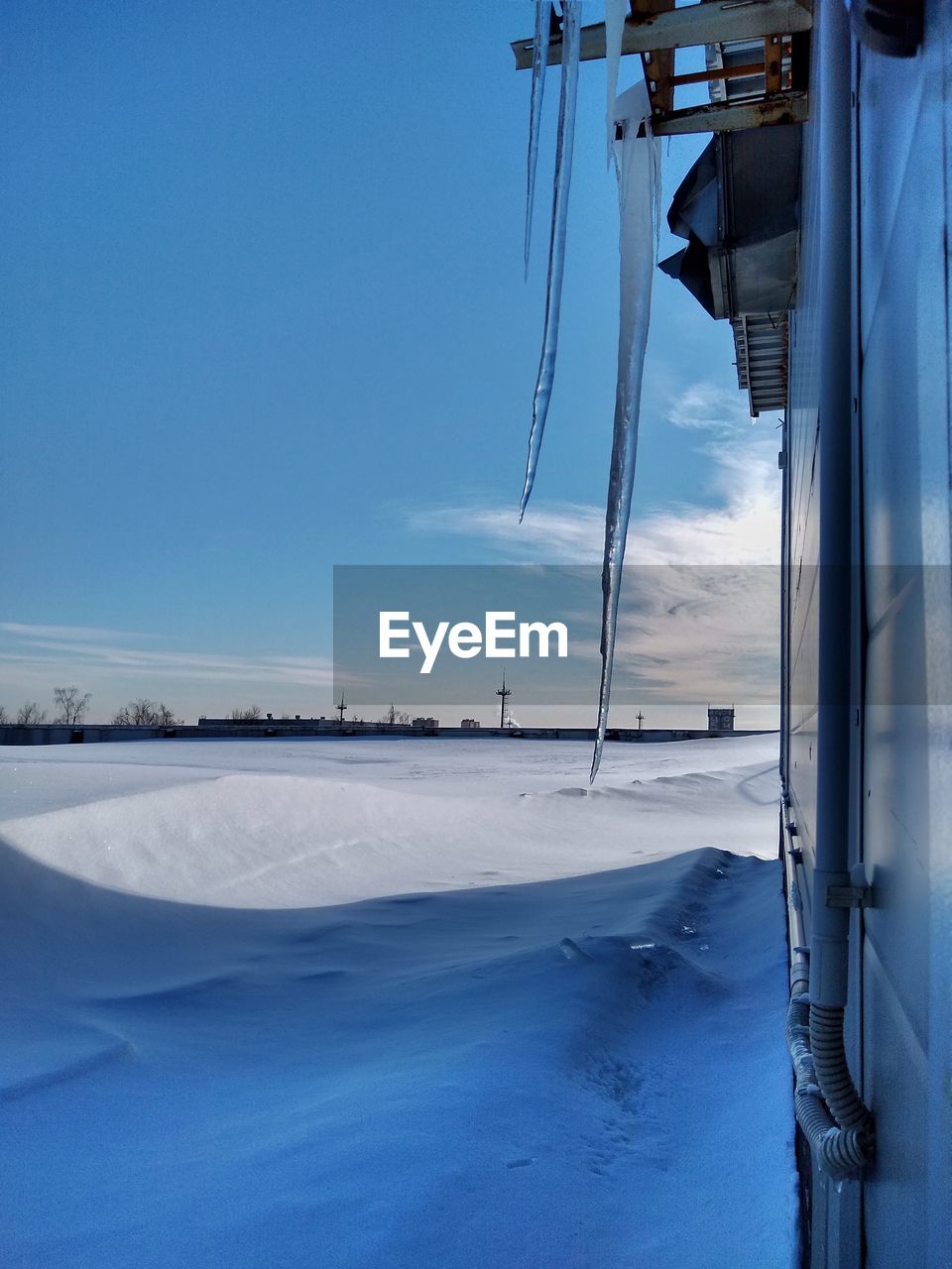 SNOW COVERED LANDSCAPE AGAINST SKY