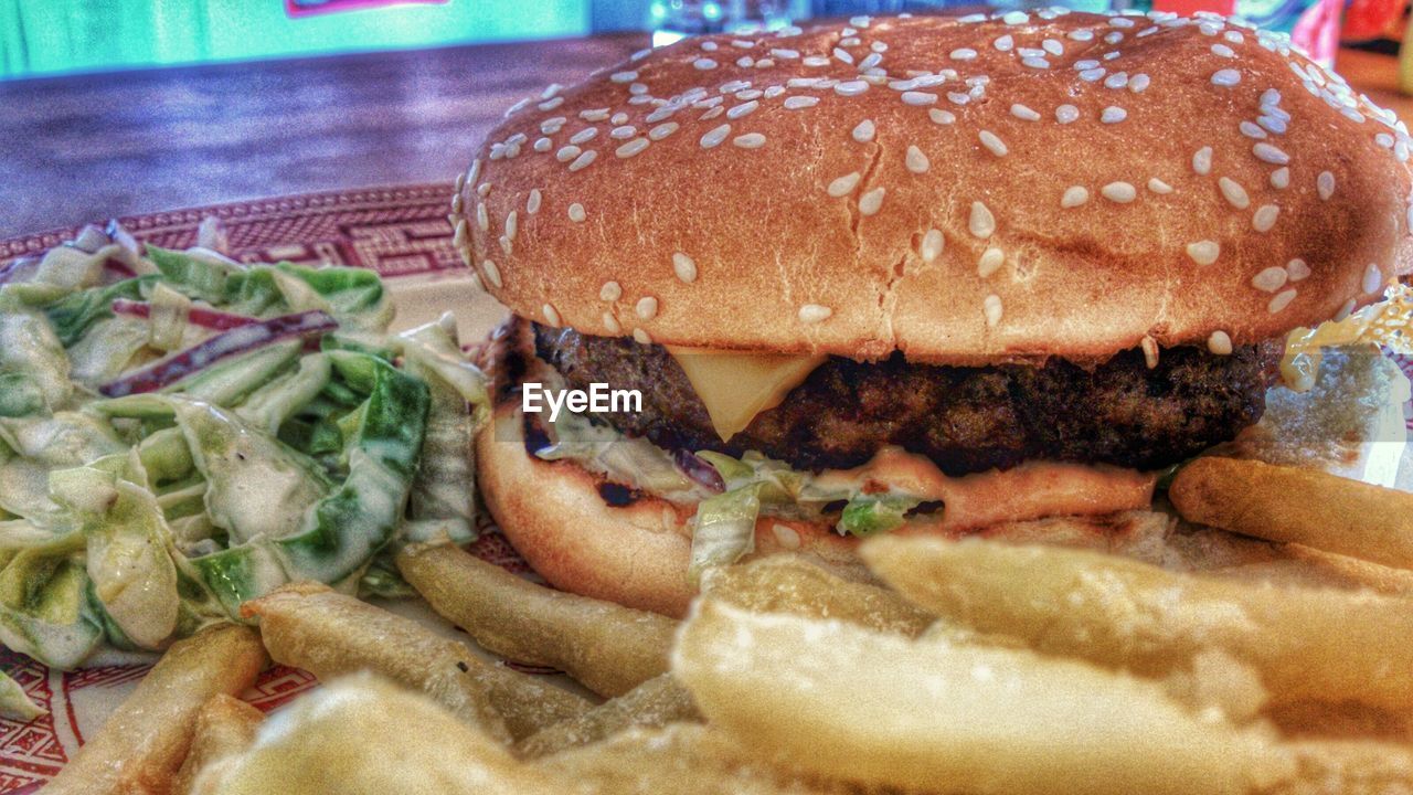 CLOSE-UP OF SERVED FOOD