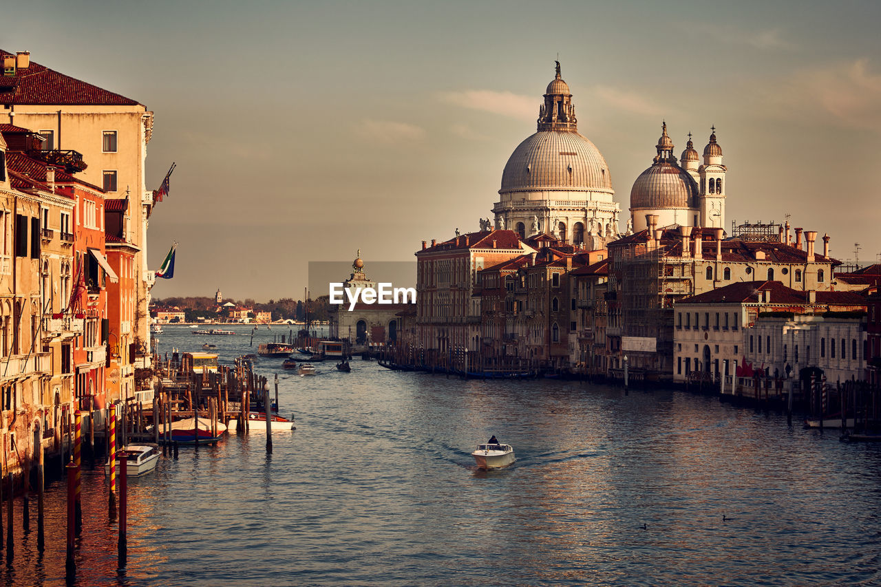 View of buildings at sunset