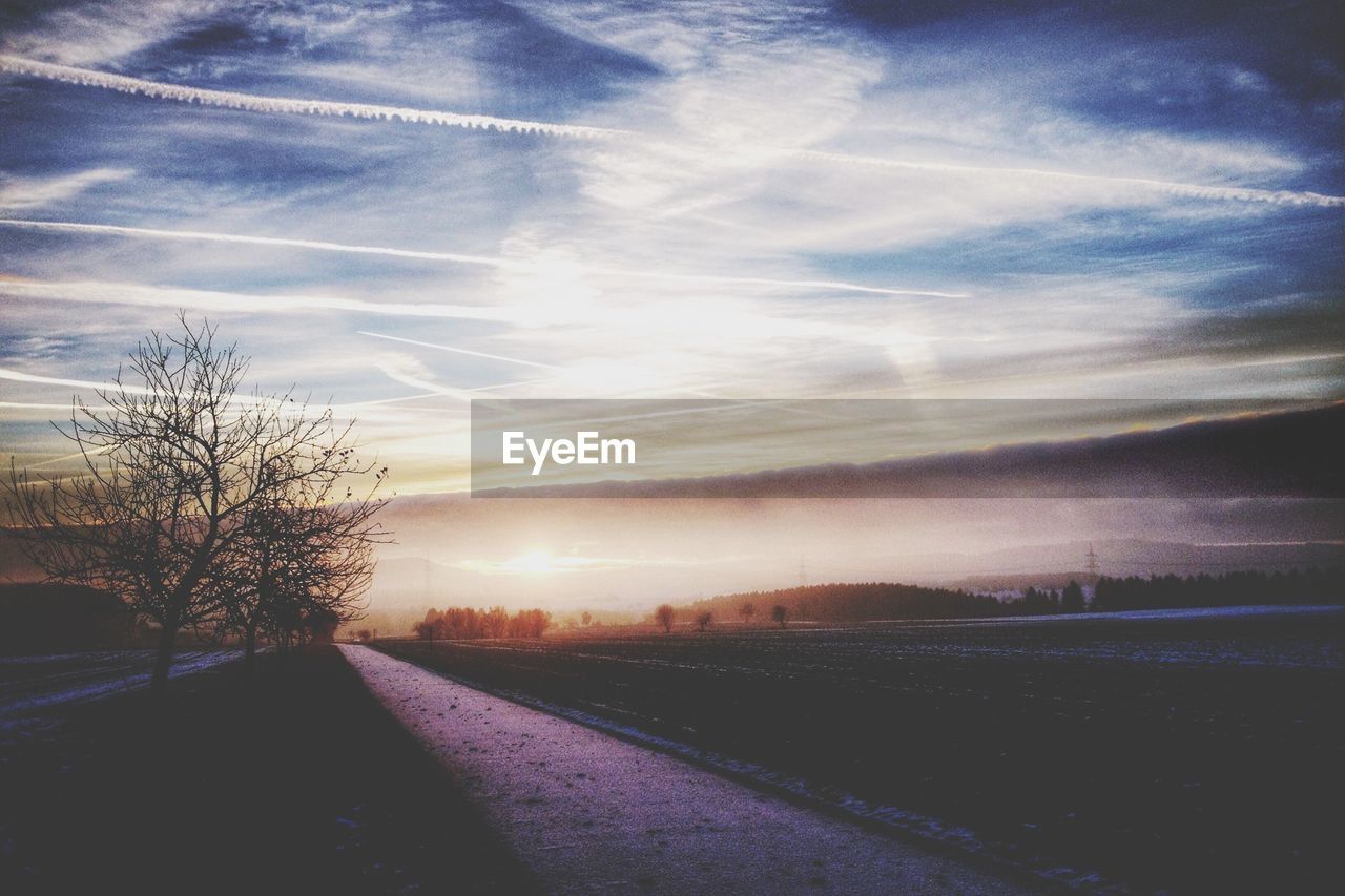 Landscape against sky during dusk